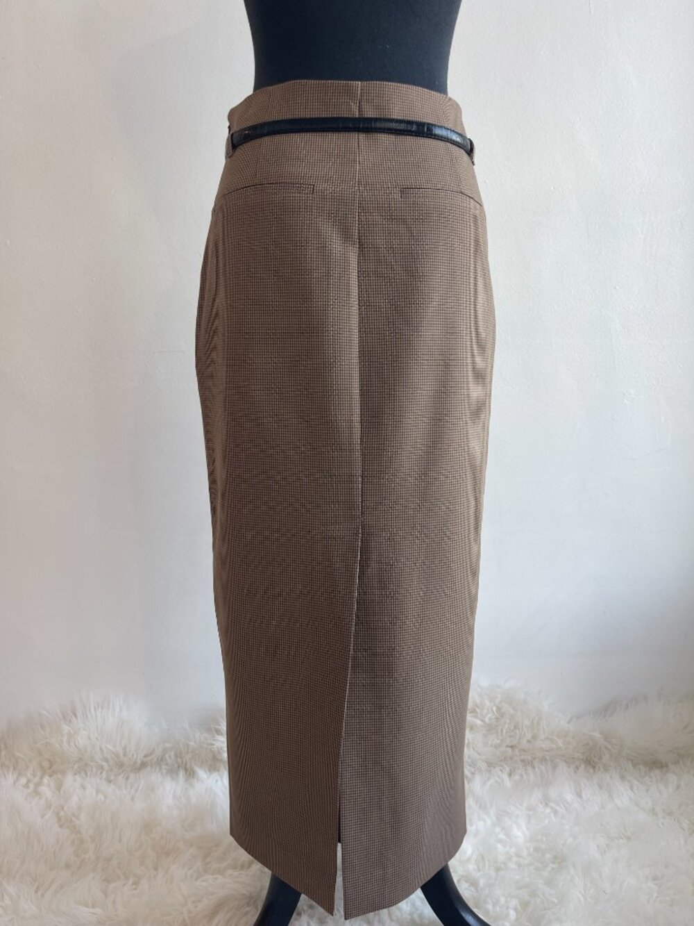 Zara Checkered Plaid Pencil Skirt with Belt - Picture 6 of 6